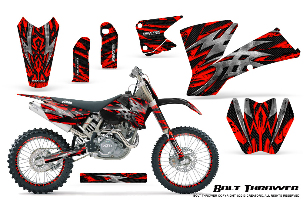 KTM C1 SX EXC MXC Graphics Kit Bolt Thrower Red NP Rims